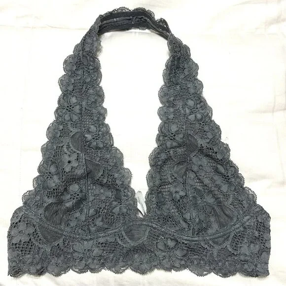 Free People Intimately Gray Lace Halter Bra Size XS - Picture 2 of 7